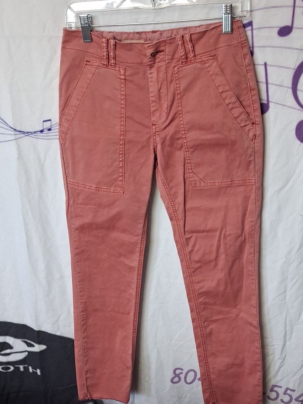 Pilcro Rose-Toned Casual Pants with Subtle Floral Lining